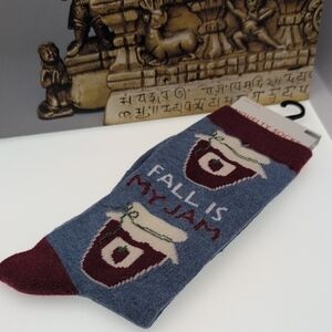 Fall Is My Jam Women's Socks - Blue and Burgundy